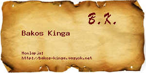 Bakos Kinga névjegykártya